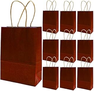 12 pcs Small Gift Bags with Handles, Party Bags, Kraft Paper Bags for Party, Birthday, Wedding, Christmas and New Year, 15 x 8 x 21cm, Dark Red