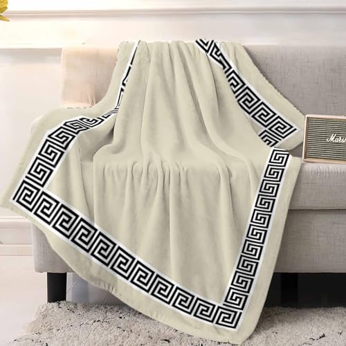 Throw Blanket Geometric Greek Key Design Blankets and Throws, Beige Blanket for Couch Bed Sofa Chair Dorm, Soft Cozy Warm Lightweight Flannel Fleece Blanket for Home Decor All Season 40x50 Inch Throw Blanket Geometric Greek Key Design Blankets and Throws, Beige Blanket for Couch Bed Sofa Chair Dorm, Soft Cozy Warm Lightweight Flannel Fleece Blanket for Home Decor All Season 40x50 Inch