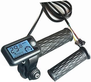 Mango del acelerador para bicicleta eléctrica, 1 par de manijas del acelerador con pantalla LCD de velocidad y cable de 6 pines de 170 cm para bicicleta eléctrica