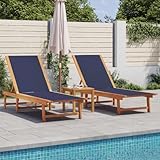 Mokuyary Hamacas de jardín de madera maciza de acacia y textileno, 2 unidades, color azul