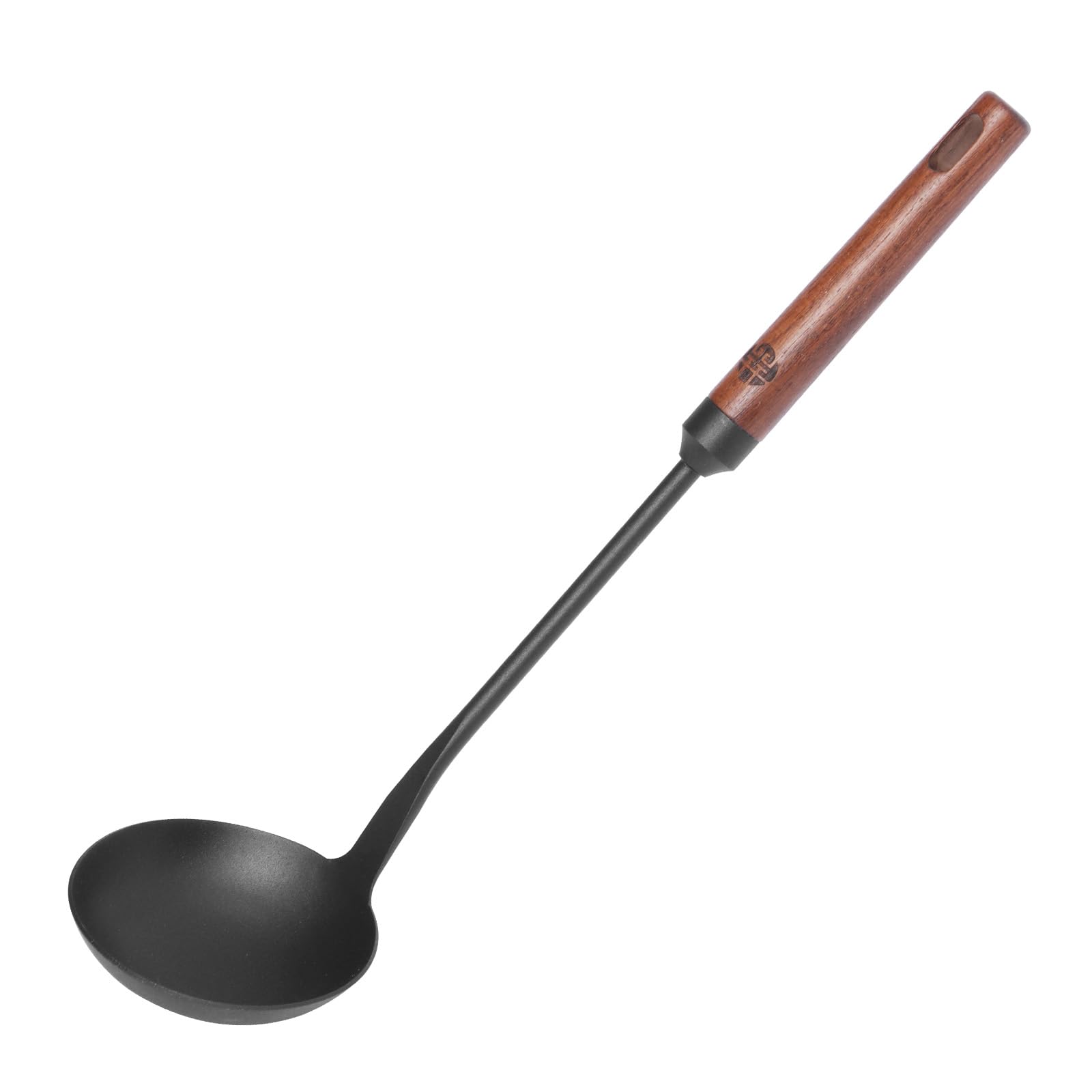Iron Nitride Wok Ladle with Wooden Handle