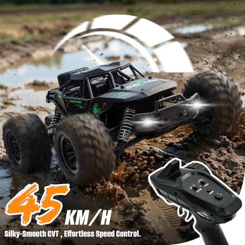 1:16 Scale All Terrain RC Cars, High Speed Fast RC Car Max 45km/h 4WD Electric Vehicle Remote Control Monster Truck with 2 1500mAh Batteries,2.4GHz 4X4 Off-Road RC Drift Car for Kids Boys Adults - Thumbnail 3