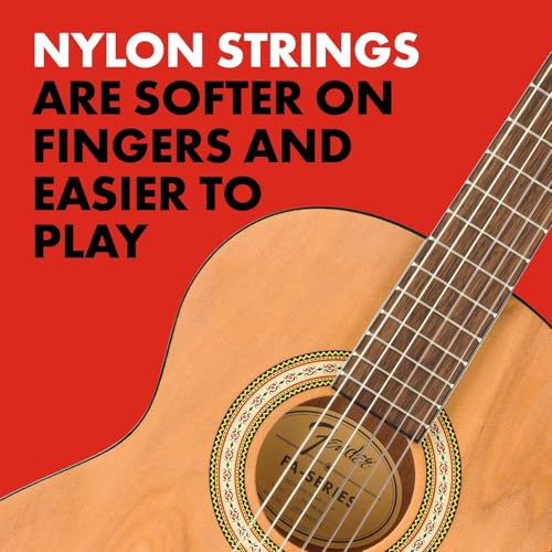 image for Fender CN-25 3/4 Size Nylon String Acoustic Guitar, Beginner Guitar, w