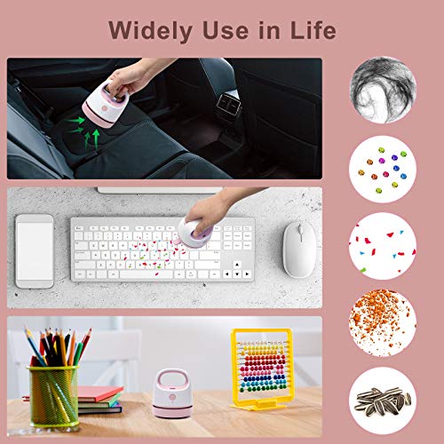 Diamond Painting Tools for Drill Quicker Picker, Luxiv Diamond Painting Accessories Tool for Sweep Spilled Diamonds Picker Vacuum Quicker Picker Organizer Spilled Drill with USB Charger, Brush (Pink) - Thumbnail 5