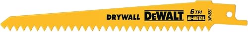 DEWALT Reciprocating Saw Blades, Plaster Cutting, 6-Inch, 6 TPI, 5-Pack (DW4851) , Yellow