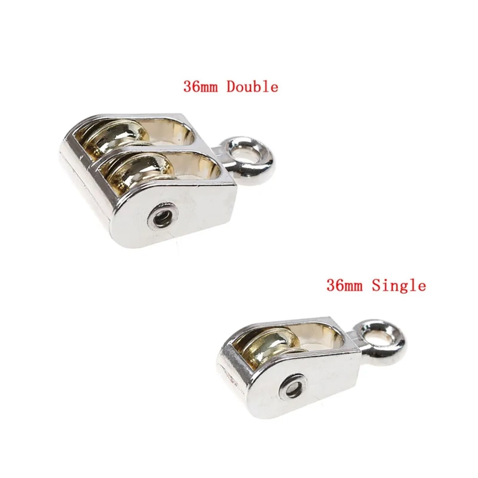 Sistema de polea fija de aleación de zinc de 36-75 mm, polea de metal doble para cuerda lisa, resistente, ideal para uso en el hogar, garaje y taller, fácil instalación