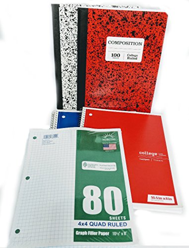 35 Item Back to School Supplies - High School, Middle School Bundle - 1" Binder, Tabs, Pouch, Folders, Notebooks, Filler and Graph Paper, Ruler, Pens, Pencils, Eraser, Highlighters, Note Cards