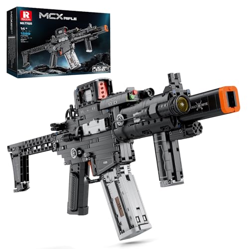 Reobrix Building Blocks Gun Model Set for Adults 77025 1:1 MCX Building Set Model Kit Collectible Military Gun Building Set for Display for Military Enthusiasts 14+1589 PCS