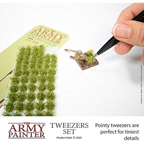 The Army Painter, набор из 2 прецизионных пинцетов: ремесленные пинцеты с тонким наконечником для сборки миниатюр, маленькие пинцеты для рукоделия: 95 мм с плоским наконечником и 103 мм с заостренным наконечником