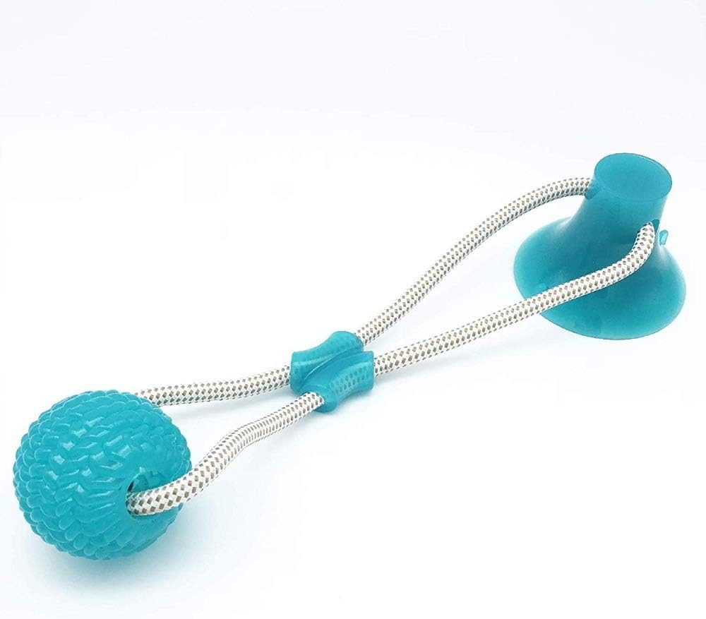 Pet Rubber Ball Toy with Suction Cup - Dog Chew Bite Rope Toy - Dog Interactive Chewing Biting Toys - Dental Care Teeth Cleaning Tools for Dogs Puppy Cats