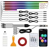 車用LED室内灯 6in1 アンビエントライト RGB 1600万色 音楽連動 315インチ光ファイバー USB給電 アプリ・RFリモコン対応 カーテック車内デコレーション Neoflow風演出