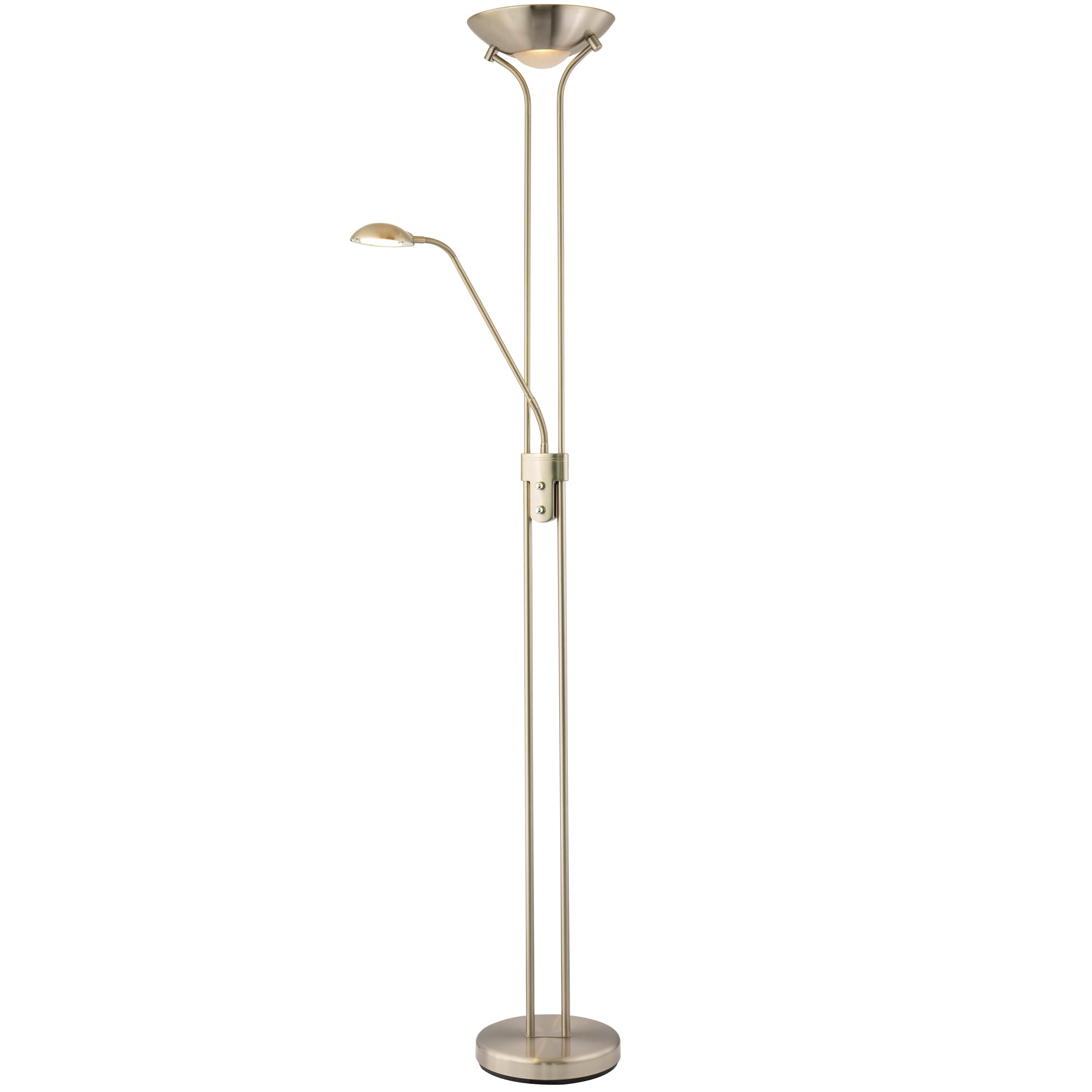 LED Mother and Child Floor Lamp - Satin Nickel - Rotary Dimmer Switches - Silver - 180cm Height