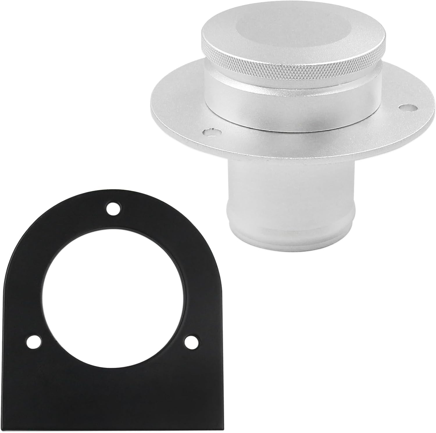 2" Straight Remote Fuel Tank Filler Neck - Compatible with 2 Inch Hose, W/Aluminum Cap & Weld - On Steel Bracket (17-2530)
