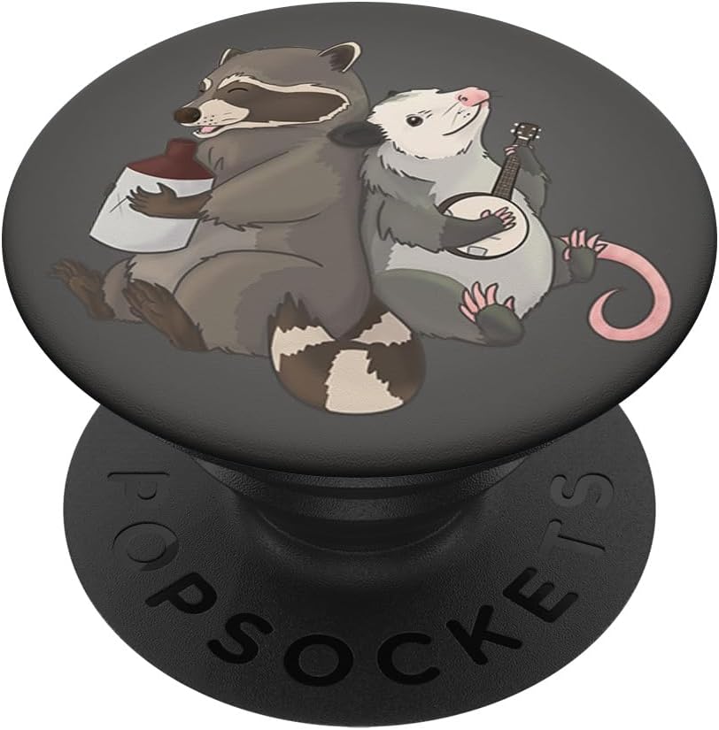Opossum and Raccoon playing banjo and jug instruments PopSockets PopWallet for MagSafe