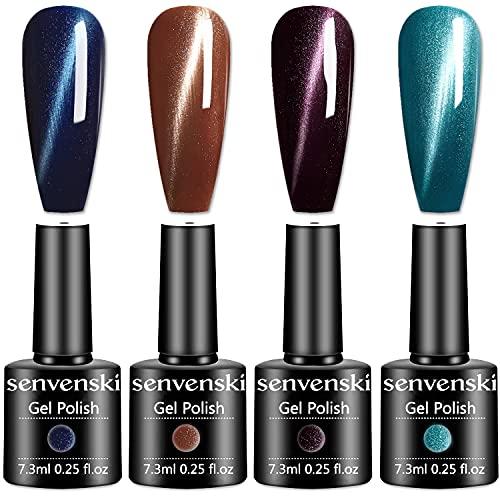 senvenski Magnetic Gel Nail Polish 3D Cat Eye Navy Royal Blue Purple Grey Galaxy Glitter Starrily Shimmer Crystal Gift Soak Off UV LED Nail Art Varnish + Free Magnet Stick 4 Colors(MY001) senvenski Magnetic Gel Nail Polish 3D Cat Eye Navy Royal Blue Purple Grey Galaxy Glitter Starrily Shimmer Crystal Gift Soak Off UV LED Nail Art Varnish + Free Magnet Stick 4 Colors(MY001)