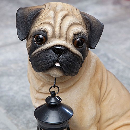 Bits and Pieces Fawn Pug Solar Lantern Statue, Solar Powered, Resin by Bits and Pieces - Used condition - Image 3
