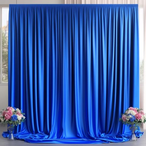 10ft x 10ft Wrinkle Free Royal Blue Backdrop Curtains for Party Stage Wedding Ceremony, Polyester Photography Backdrop Drapes Back Drop Cloth for Baby Shower,Rod Pocket Home Sliding Door Decoration by Outpain - Used condition - Image 9