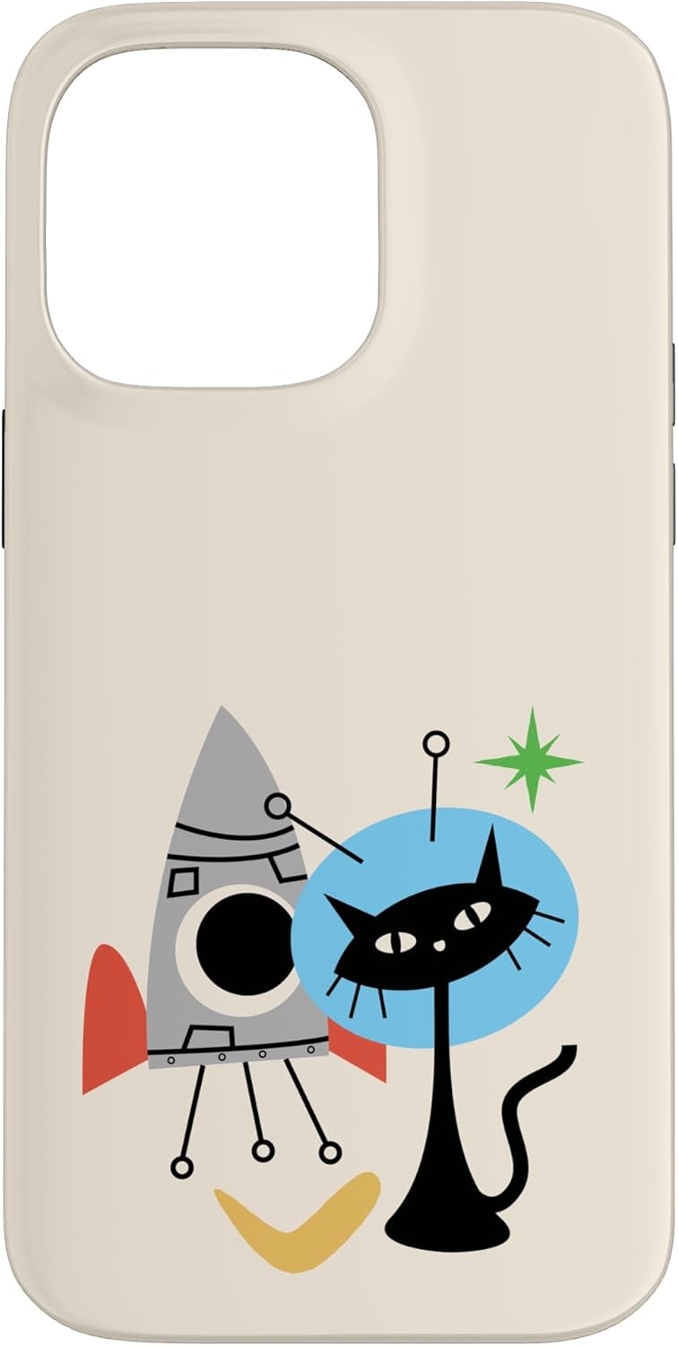 Cat Astronaut Space Retro Atomic Age Mid-Century Modern Case for iPhone 14 Pro Max