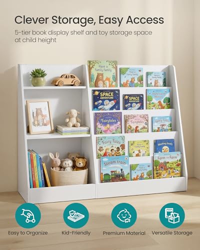 Image of SONGMICS CUSTOS Collection - Book and Toy Storage Organizer, 5-Tier Montessori Kids Bookshelf and Toy Storage Shelf, for Children's Room, 11.8 x 40.8 x 31.5 Inches, Cloud White UGKR077WZ01