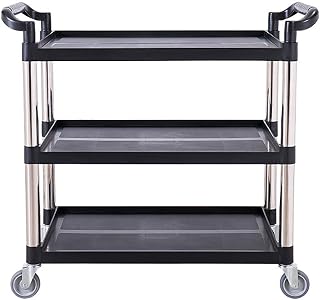 Storage Hand Trucks,Kitchen Movable Trolleys, Hotel Caterolling Cart with Handleplastic Restaurants Service Trolley with Large Universal Wheel,250Kg Capacity/Gray/107 * 5