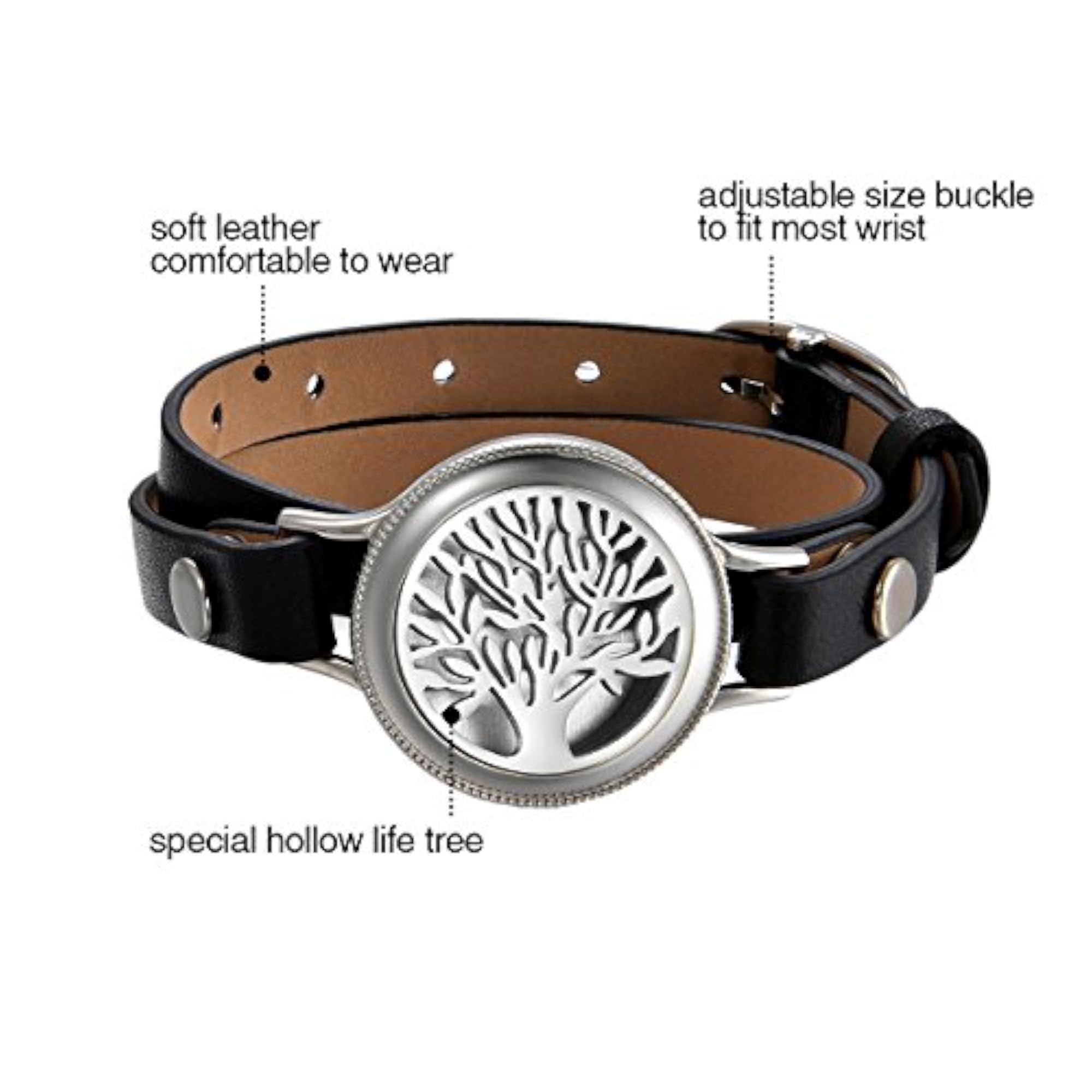 Tree of Life Charm Essential Aromatherapy Diffuser Locket Bracelet