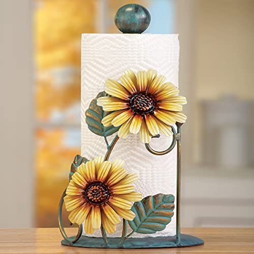 Collections Etc Metal Sunflower Paper Towel Holder, Yellow #TOP1