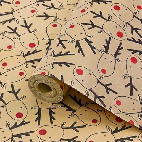 Koncci Recyclable Brown Christmas Wrapping Paper Cover