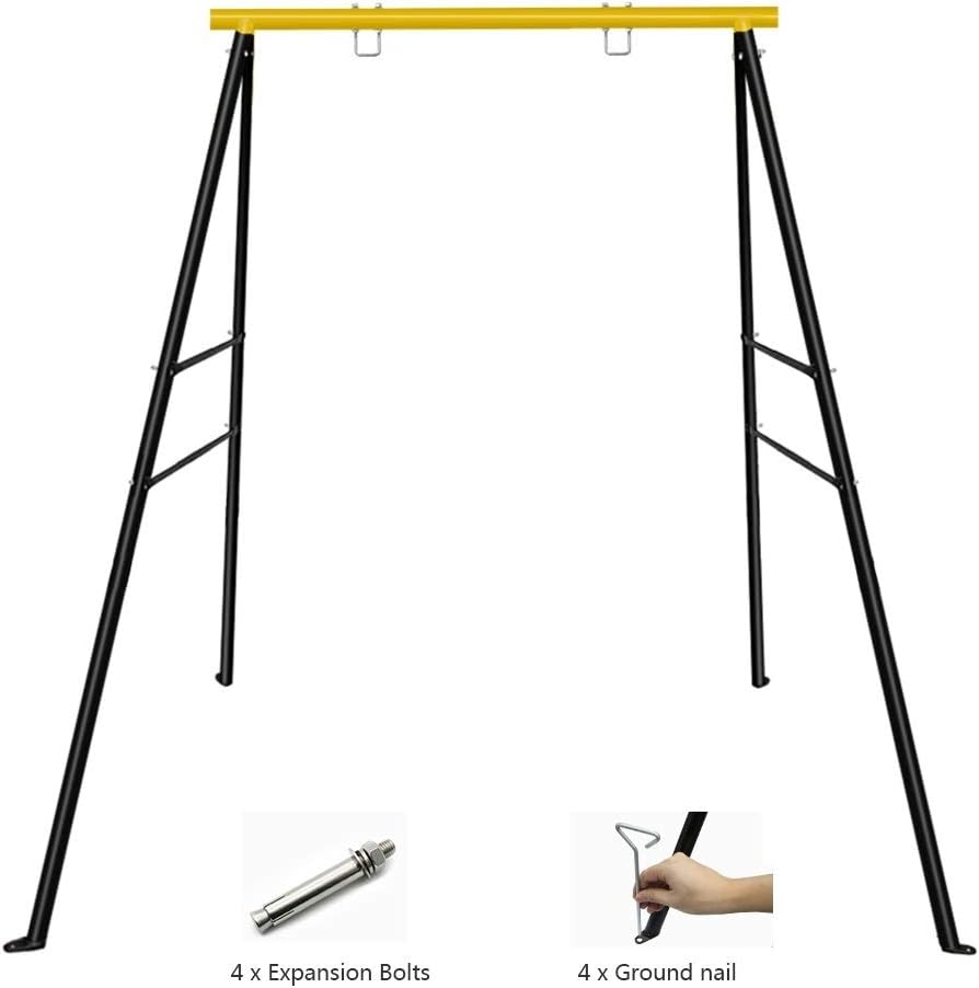 SURPCOS Swing Frame, Swing Stand Iron Pipe Casing Reinforcement, A-Frame Swing Stand with Ground Nail, Heavy Duty Metal Swing Frame, Fits for Most Swings & Saucer Swing,72" Height 36" Length