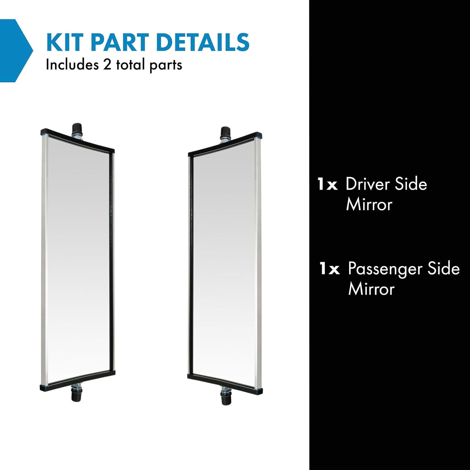 TRQ West Coast Mirror 16 x 6 Manual 2 Piece Driver and Passenger Side Compatible with 00–17 Ford F-650 60–79 Chevrolet C60 11–18 Ram 4500 00–19 Volvo VNL 08–19 Freightliner Cascadia 96–17 Isuzu NPR