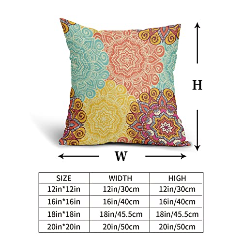 Retro Bohemian Throw Pillow Cover 18X18 Inch Indian Mandala Pillow Case Set Of 2 Cotton Linen Abstract Themed Decorative Cushion Cover Both Sides For Men Women Kids Sofa Couch Living Room Bedroom #TOP3