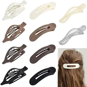 10 Pack French Flat Hair Clips for Women – Large Matte Flat Claw Clips, No-Slip Hair Clips for Thick & Thin Hair, Strong Hold Styling Barrettes, French Flat Hair Accessories