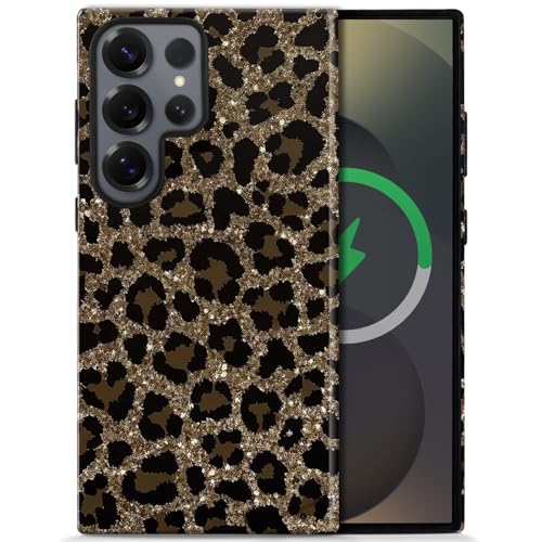 ZHUXUXITT Magnetic Case for Samsung Galaxy S22 Ultra,Cheetah Leopard Print Case [Compatible with Magsafe] Design,Dual Layer Soft TPU Hard PC Bumper Phone Case Case for Men Women by ZHUXUXITT - Used condition - US$14.75
