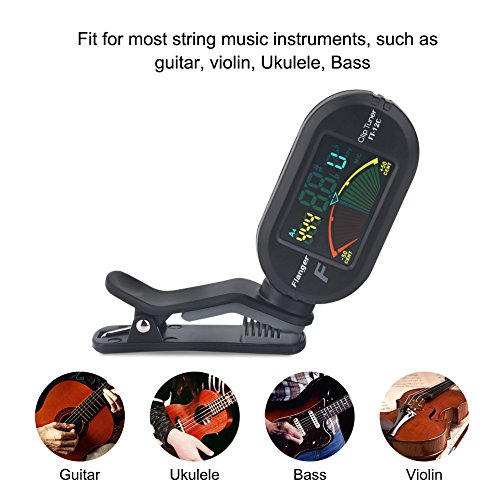 Sintonizador de tela colorido Flanger FT 12C com suporte de clipe para violão baixo, ukulele, violin