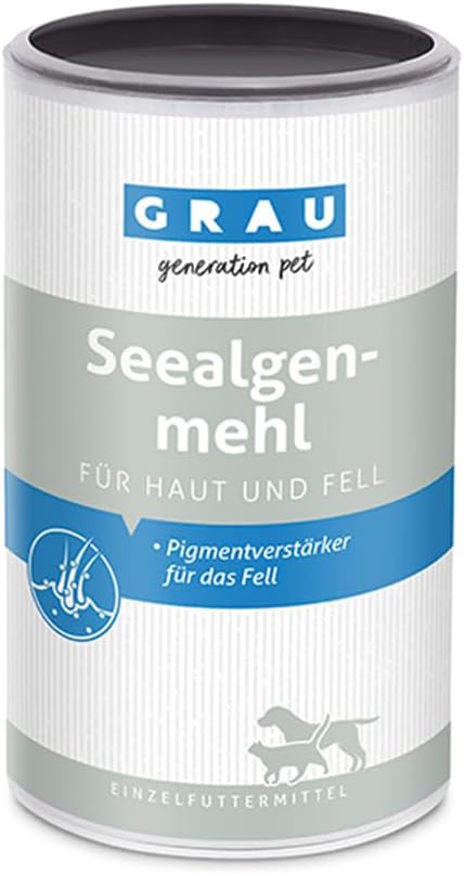 GRAU - the original - 100% pure seaweed flour, for fur pigmentation, for thick & shiny fur, pack of 1 (1 x 800 g), supplementary food for dogs & cats