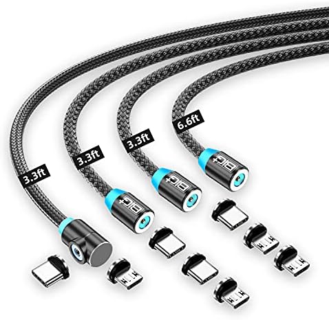 BIG PLUS Magnetic Charging [4 Pack] Phone Charger Cable, Type C, Compatible for Smartphones, Micro USB and USB C Devices,