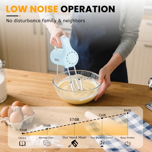 Image of Lord Eagle 5-Speed Small Hand Mixer Electric, 300W Compact Portable, Blue