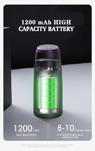 Miniatura 3 de Dispensador de agua recargable USB con base desmontable para botellas de 5 galones, dispensador portátil con batería de 1200 mAh, inteligente y