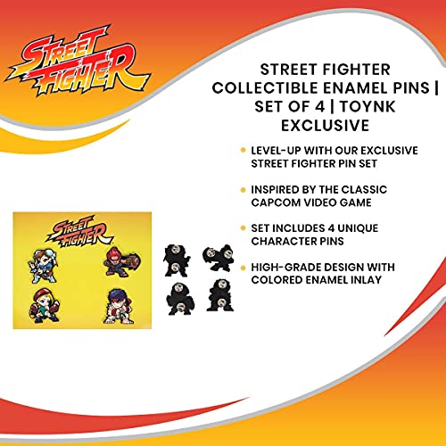 Street Fighter Collectible Enamel Pin Set Of 4 | Includes Chun-Li, Ryu, Akuma, Cammy | Metal Brooch Badge Accessories For Backpack, Clothes, Lapels | Official Capcom Video Game Pins #TOP6