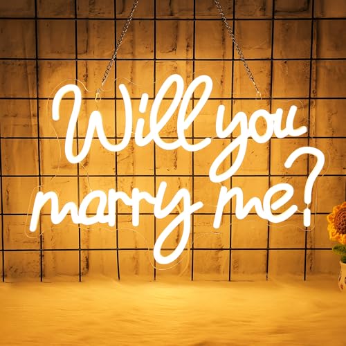 CoolGift Mart Will You Marry Me Neon Sign, Romantic LED Wedding Neon Light USB Powered, Decoration for Home Wedding Proposal Engagement Backdrop, Gift for Girls Women