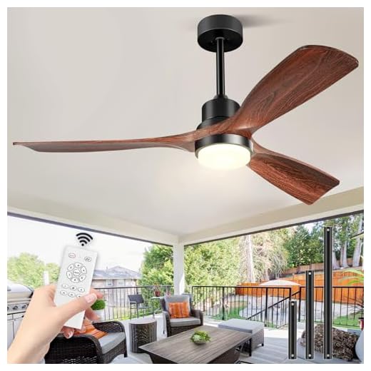 Forrovenco Deckenventilator mit Beleuchtung und Fernbedienung, Leise DC Motor, 132 cm/52 Zoll, 3 Holz Flügeln, Timer, 6 Geschwindigkeiten, ETL-gelistet, Sommer Winterbetrieb für Schlafzimmer