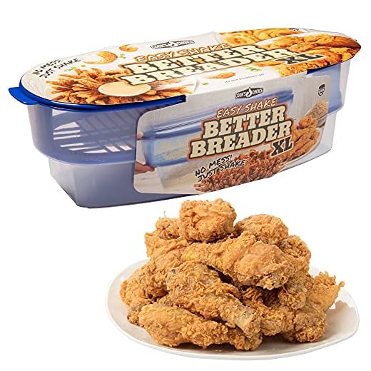 Cook's Choice Original Better Breader Batter Bowl- All-in-One Mess Free Breading Station Tray for at Home or On-the-Go Clear/Blue - Great for Fall Cooking, Fall Parties
