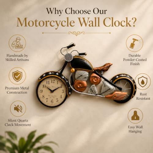 Image of STREET CRAFT - Handpainted Motorcycle Metal Wall Art Bullet Bike Wall Decor Vintage Iron Sculpture Decorative Hanging for Living Room Bedroom (27 x 16 Inch)