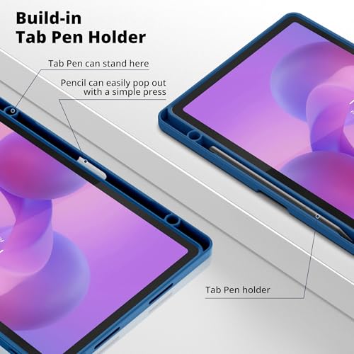 EasyAcc etui dla tabletu Lenovo Idea Tab 11 cali 2025 z uchwytem na rysik TB-336ZU TB-336FU, ultra cienkie z funkcją podpórki, elegancka osłona PU skóra (Morska niebieska)