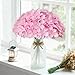 Cherica 20 Pcs Pink Hydrangea Artificial Flowers Bulk, Faux Hydrangea Flowers Heads, Artificial Fake Silk Hydrangea Flowers with Stems, Pink Flowers Artificial for Decoration Wedding Décor