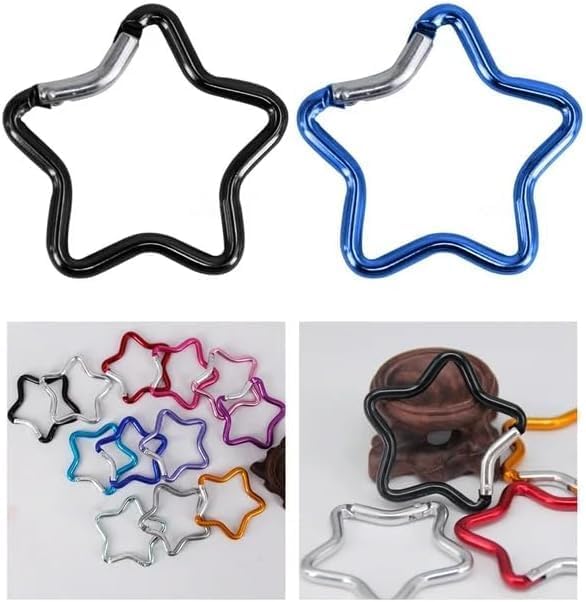 Star Carabiner, Star Shaped Climbing Buckle, Aluminum Alloy Heavy Duty Keyring Hook for Camping Fishing Hiking Traveling Aluminum Key Chain Clip Accessories (Blue) - Image 6