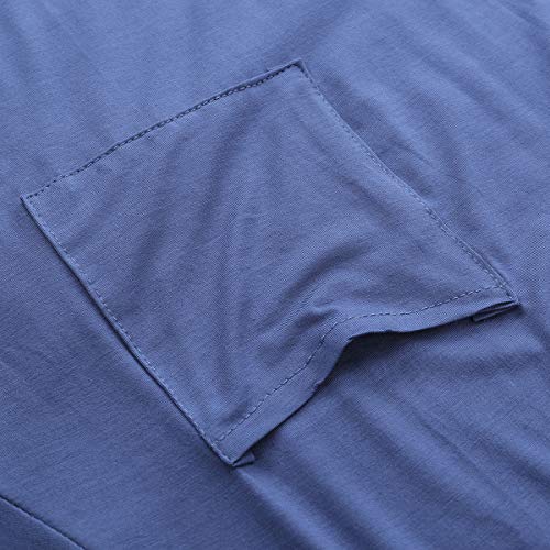 SCEINRET Camisola masculina de manga comprida, pijama confortável e solto M-3GG, Azul, M