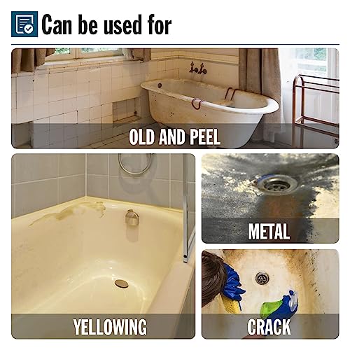 DWIL Tub Refinishing Kit, Epoxy Bathtub Paint, Tub &Tile Paint Self-Leveling Tub Paint with Tools, Low Odor& 20X Thicker Than Other Sink Paint for Bathroom, Kitchen, Bright Gloss White-1 Bathtub Size