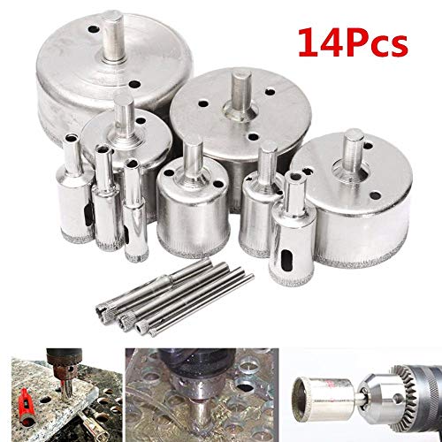 Juego de 14 brocas diamantadas 3-70 mm para cerámica y vidrio miniatura 2