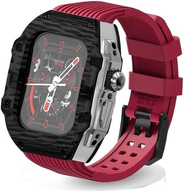 Kit modification Apple Watch Ultra en fibre de carbone et bracelet fluoroélastomère premium