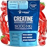 Creatine Gummies 5000mg, 30 Servings Creatine Monohydrate Gummies - Third-Party Tested Creatine for Women, Strawberry Flavor Creatine for Men, Muscle Growth, Strength, and Recovery - Pack of 1